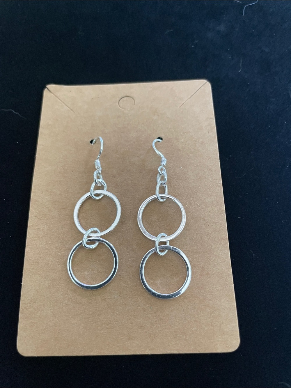 Silver Double Hoop Drop Earrings 8/21/6